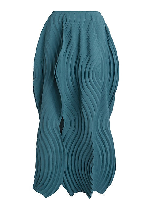 Swirling Draped Midi Skirt