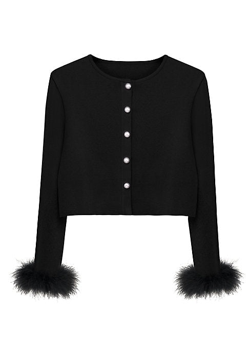Fuzzy Trim Knit Jacket