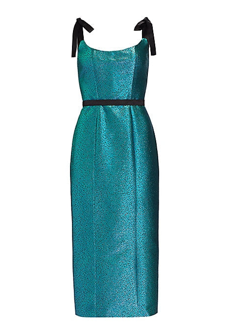 Metallic Tie-Back Midi Dress