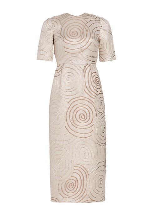 Metallic Swirl Midi Dress