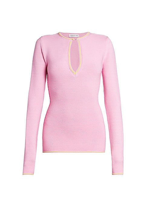 Chic Striped Keyhole Top