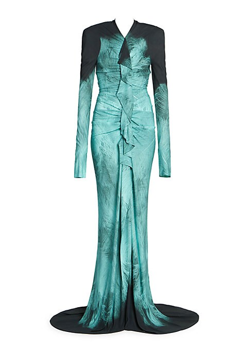 Ruffled Ombre Evening Gown