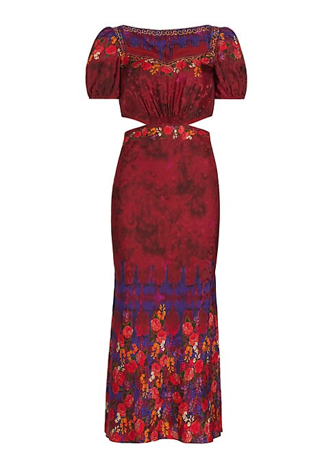 Floral Silk Cut-Out Dress