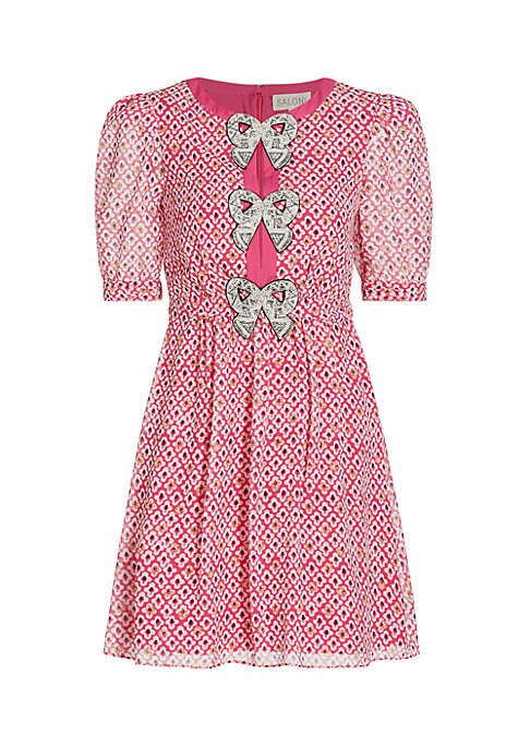 Chic Bow Print Mini Dress
