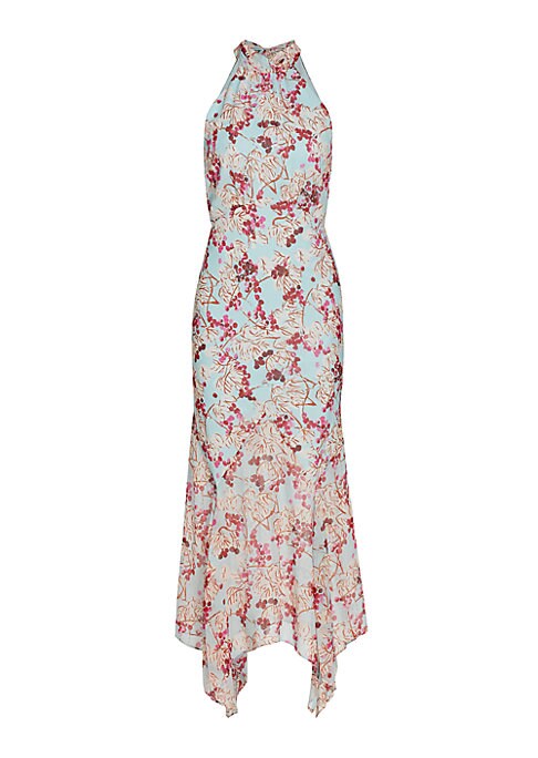 Floral Silk Halter Dress