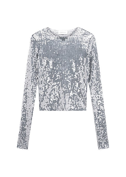 Lustrous Cropped Sequin Top