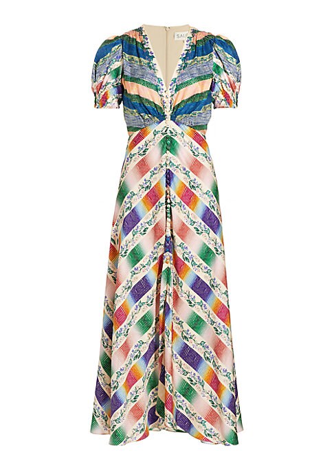 Chevron Floral Silk Maxi