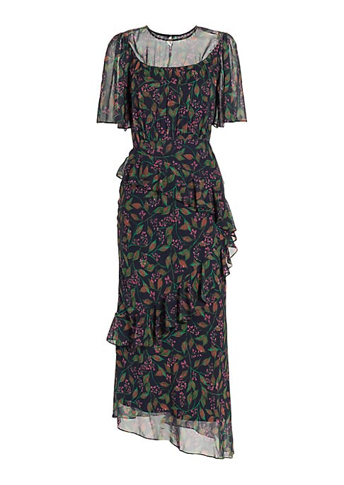 Berry Silk Ruffle Dress