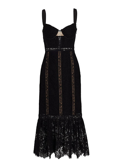 Lace Flounce Midi Dress