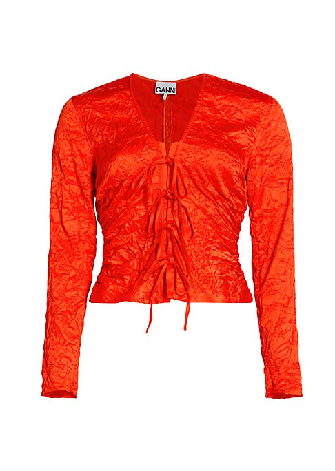 Satin V-Neck Tie Top