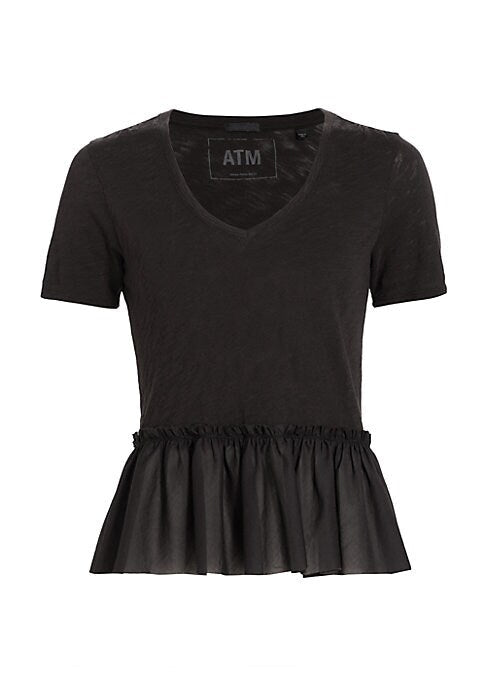 Ruffled Cotton Peplum Top