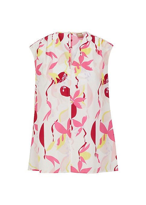 Floral Silk V-neck Top