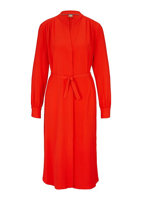 Chic Collarless Belt Dress