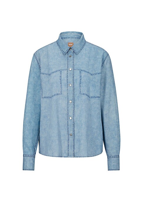 Denim-Style Button-Up Shirt
