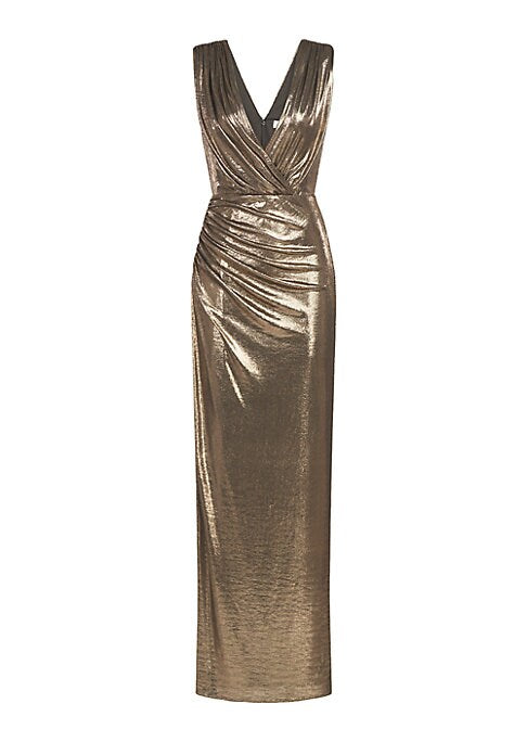 Glistening Faux-Wrap Gown