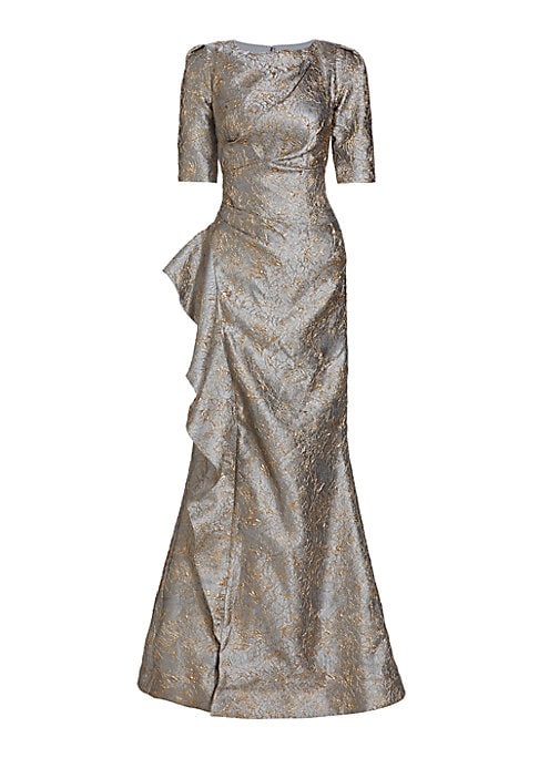 Ruffled Metallic Elegance Gown