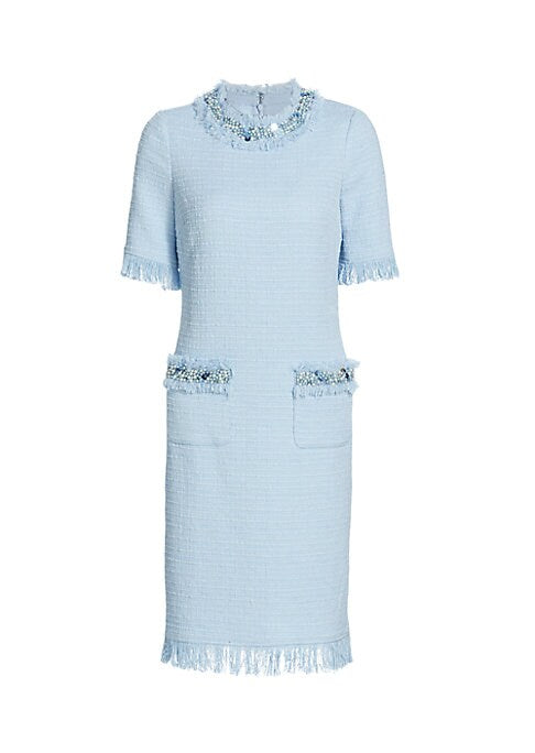 Pearl Trim Tweed Dress