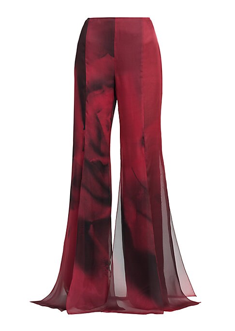 Rose Print Chiffon Trousers