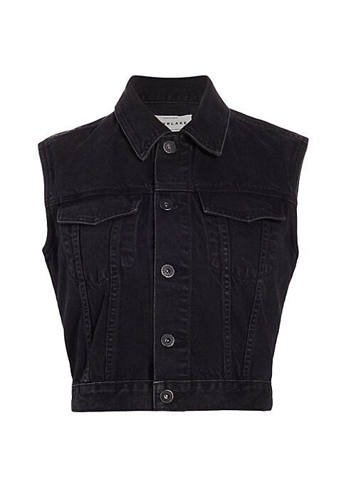 Cropped Denim Trucker Vest
