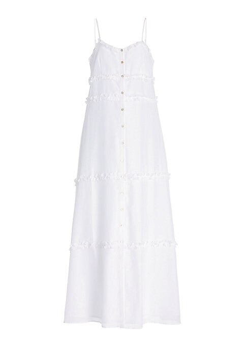 Frill-Trimmed Silk Maxi Dress