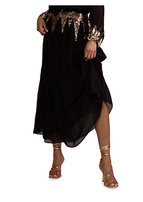 Sparkling Silk Maxi Skirt