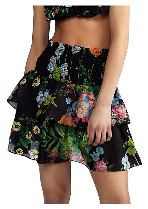 Floral Ruffle Mini Skirt