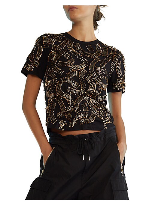 Embellished Cotton Crew Tee