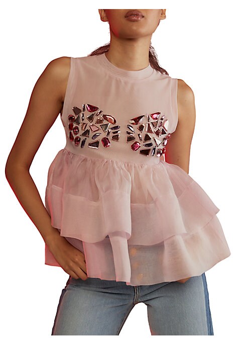 Glistening Ruffle Peplum Top