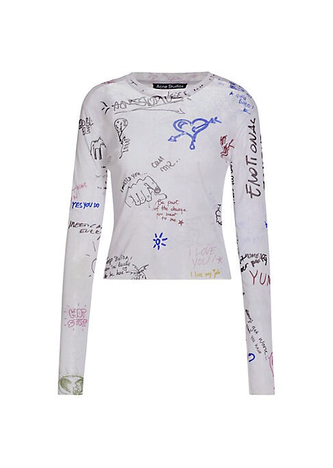 Scribble Mesh Long Sleeve Tee