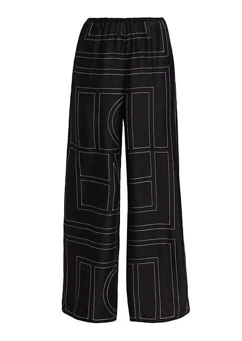 Stitched Silk Wide Leg Pants