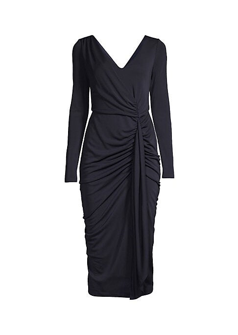 Draped V-Neck Midi Dress