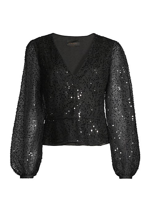 Sequined Peplum Statement Blouse