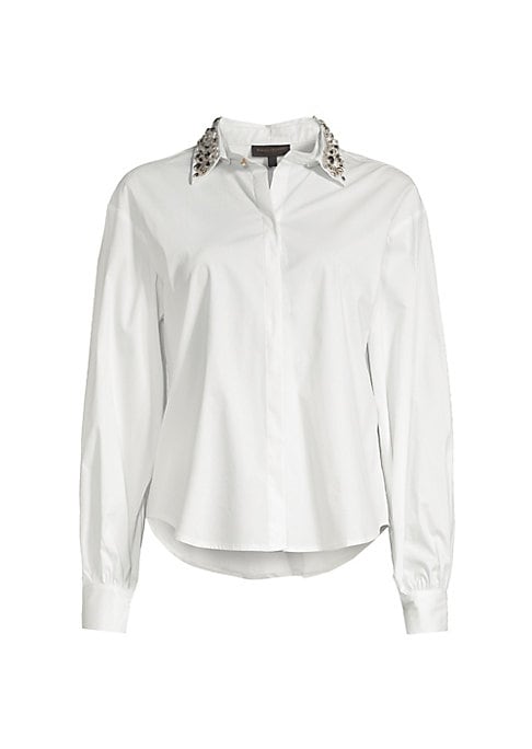 Crystal-Collared Chic Blouse