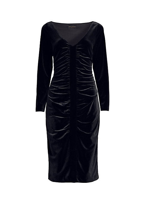 Velvet V-Neck Midi Dress