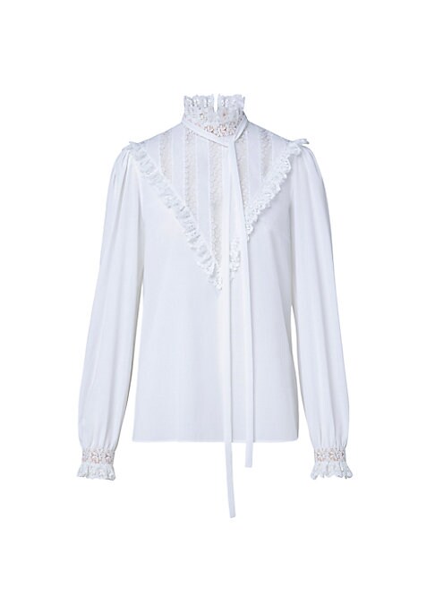 Lace Trim Puff Blouse