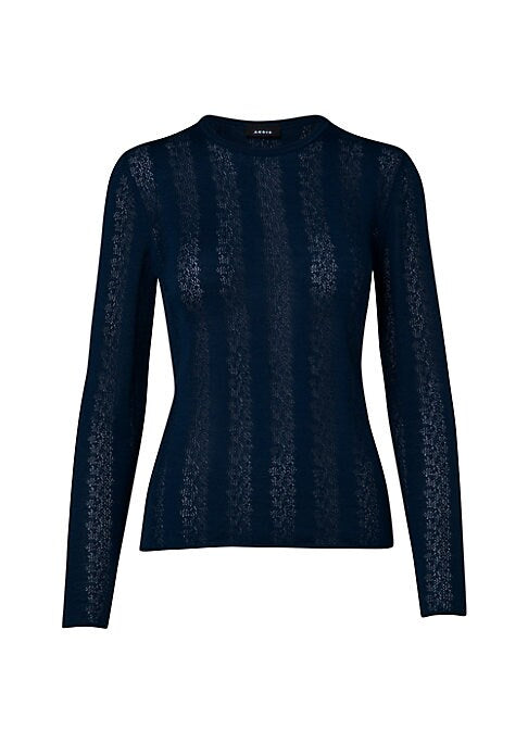 Striped Wool-Silk Pullover