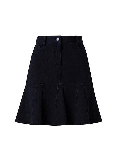 Flared Denim Midi Skirt