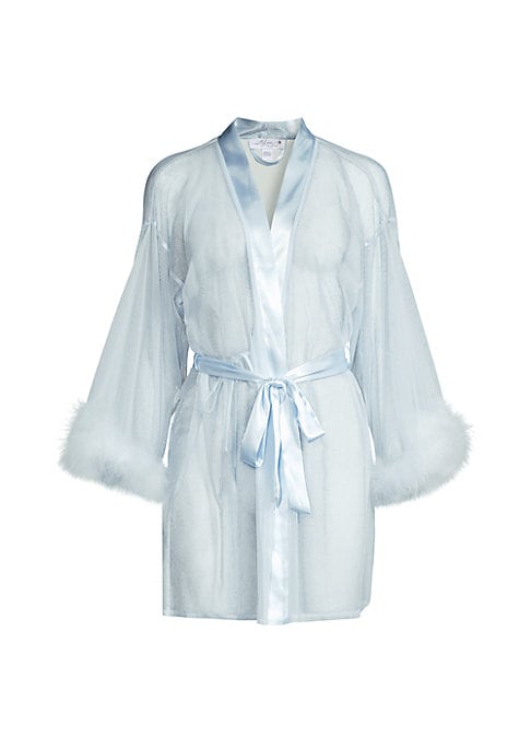 Feathered Satin Mesh Robe