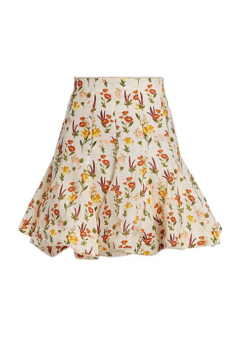 Floral Embroidered Linen Skirt
