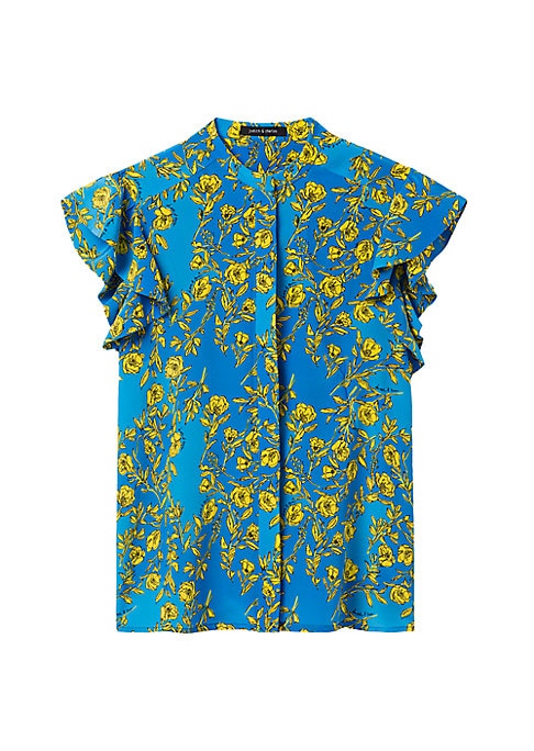 Floral Silk Flutter Blouse
