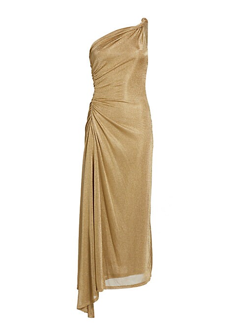 Metallic Asymmetrical Midi Dress