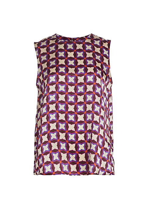 Graphic Silk Satin Top