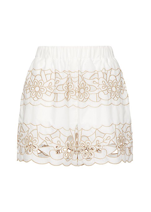 Embroidered Cotton Peep Shorts