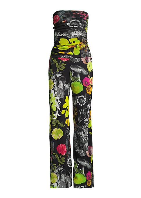 Vibrant Floral Strapless Jumpsuit