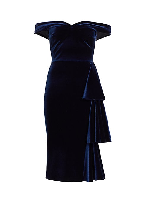 Velvet Ruffle Midi Dress