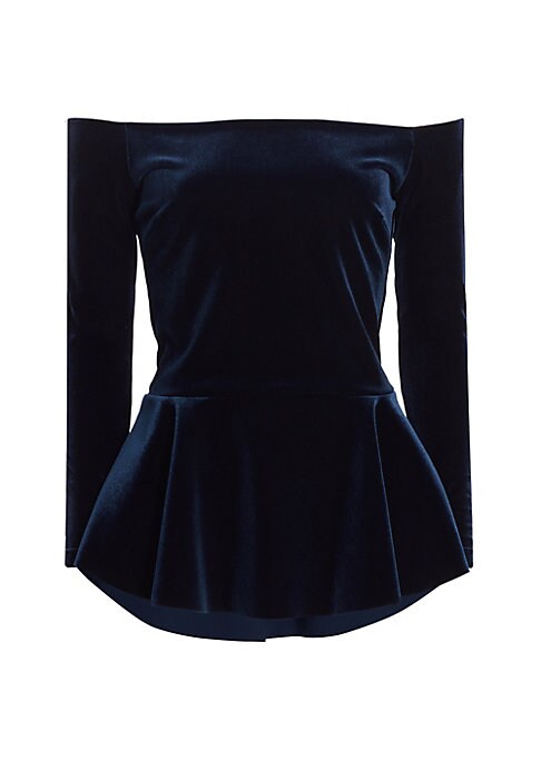 Lustrous Velvet Peplum Top