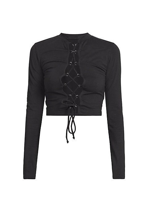 Lace-Front Long Tee