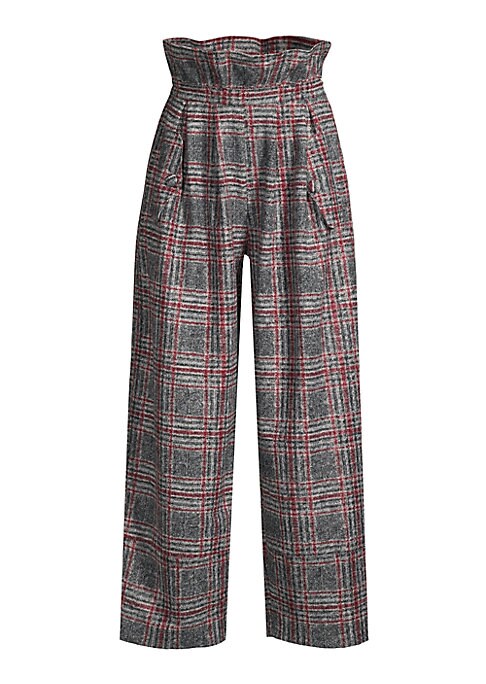 Chic Plaid Paperbag Trousers