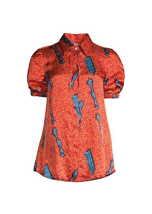 Puff Sleeve Print Blouse