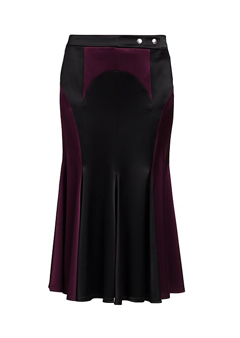 Satin Colorblock Midi Skirt
